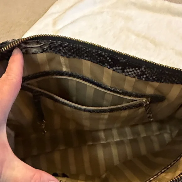 Brahmin Snakeskin Black and Gray Tote - Picture 7 of 8